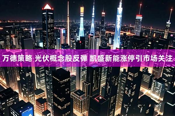 萬德策略 光伏概念股反彈 凱盛新能漲停引市場關注