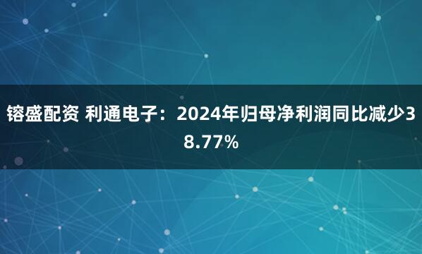 镕盛配資 利通電子：2024年歸母凈利潤同比減少38.77%